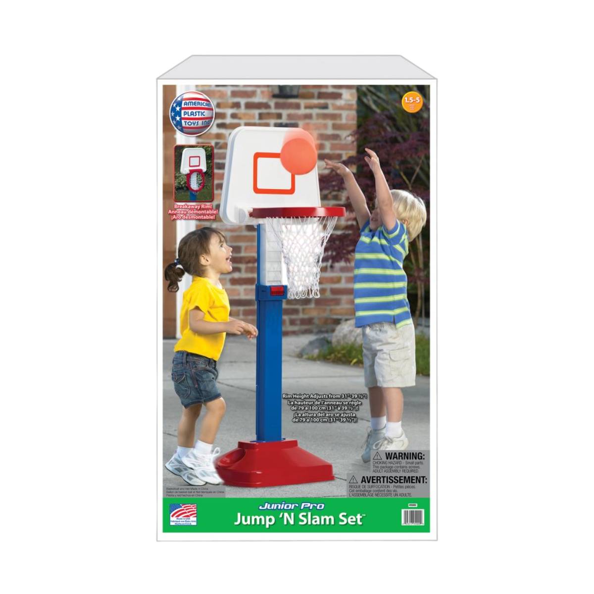 American Plastic Toys Jump'n Slam Basket Set- Red/Blue
