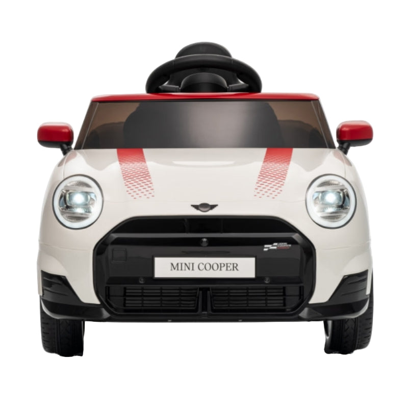 BBJ Toys 12V Ride On Mini Cooper Remote Control Toy Car - White/Red