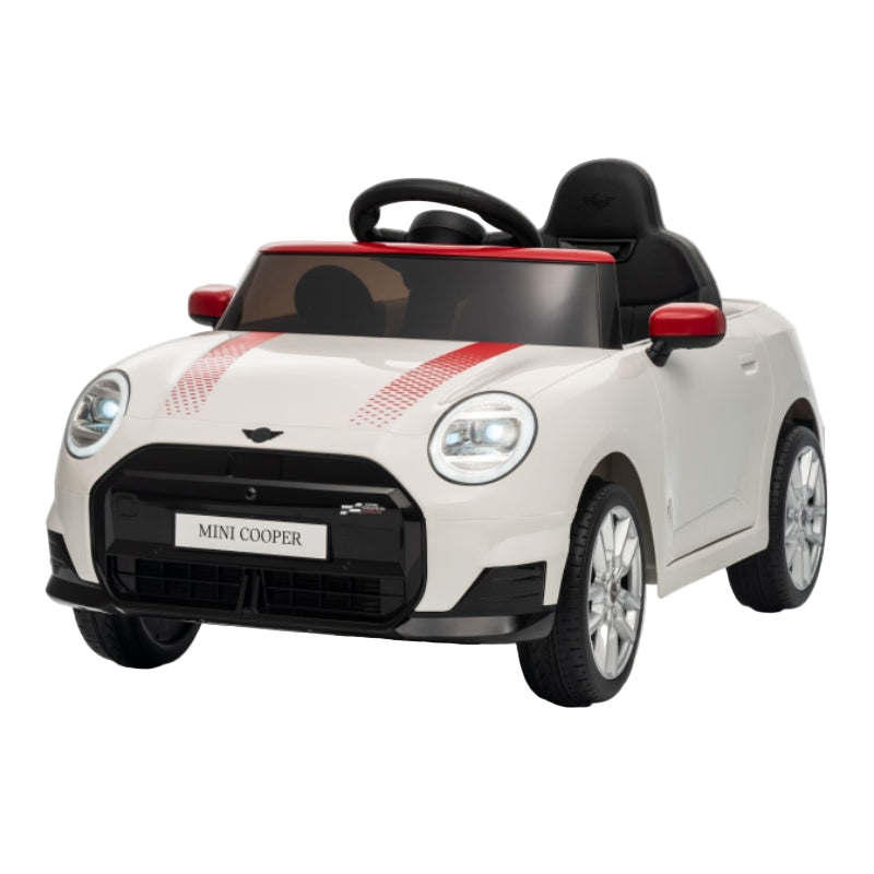 BBJ Toys 12V Ride On Mini Cooper Remote Control Toy Car - White/Red