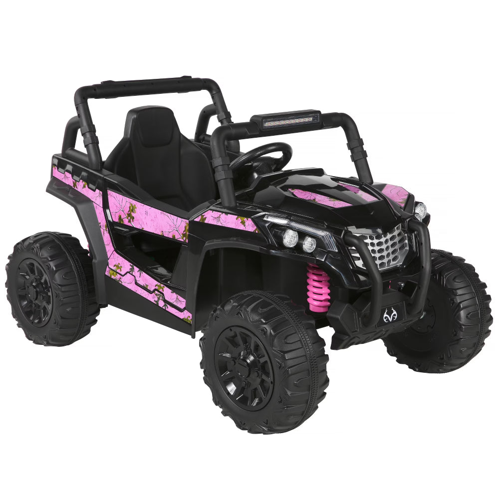 Dynacraft Realtree 12V Girls Kids Ride On Car - Black/Pink