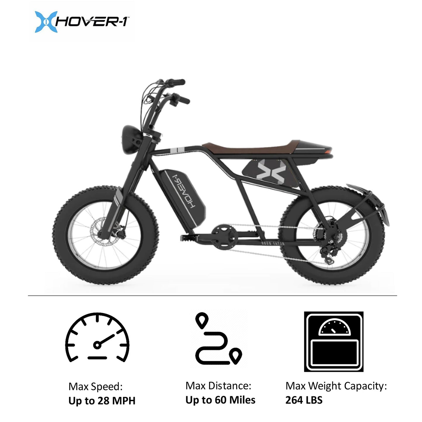 H-1 Pro Series - Altai R500 with 60 miles Max Range and 28 mph Max Speed - Black