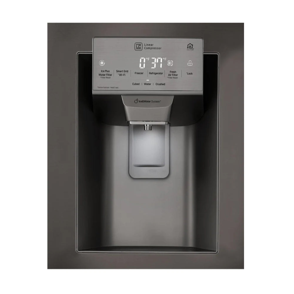 LG LFXS26973D 26 . Smart WiFi Enabled French Door Refrigerator - Black Stainless Steel - Curacao