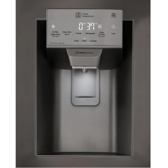 LG LFXS26973D 26 . Smart WiFi Enabled French Door Refrigerator - Black Stainless Steel - Curacao