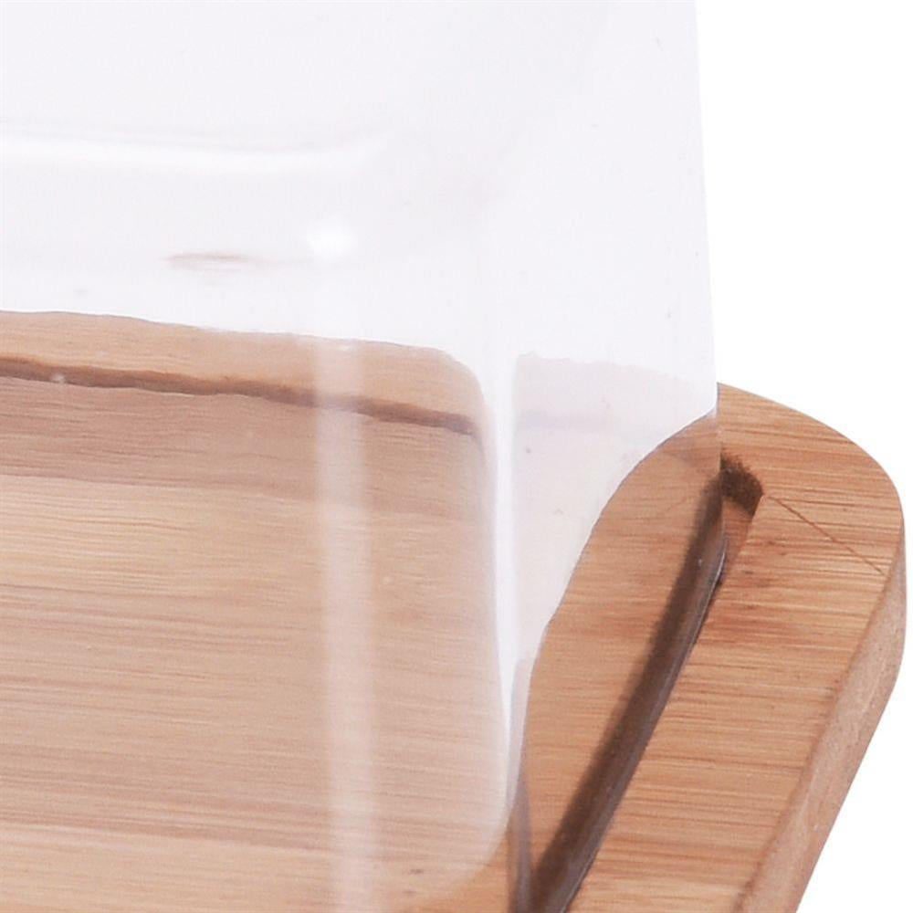 Koopman Butter Dish with Lid Wooden Storage Box Container - Clear