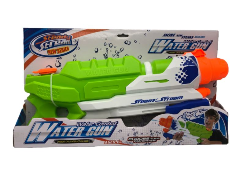 Pistola de agua con chorro de aire a presión constante, color verde y blanco