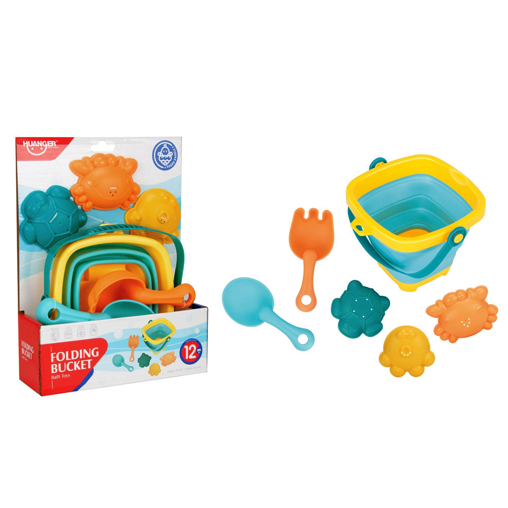Big Tree Toys 26.5" Bath Beach Toy Set with Folding Bucket (6-Pieces) - Curacao