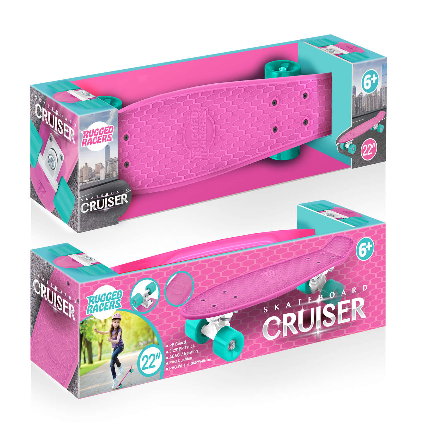 Rugged Racers 22" Skateboard Cruiser - Pink