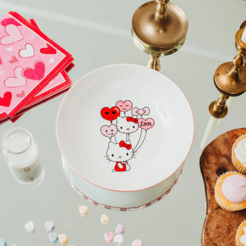 Sanrio Hello Kitty Balloons 9" Ceramic Coupe Dinner Bowl - White
