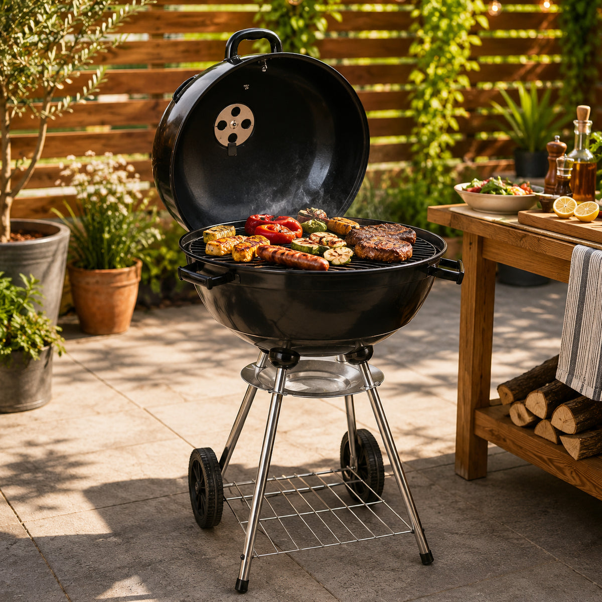 Alpine Cuisine BBQ-RS18 Charcoal Grill with wheels - Black