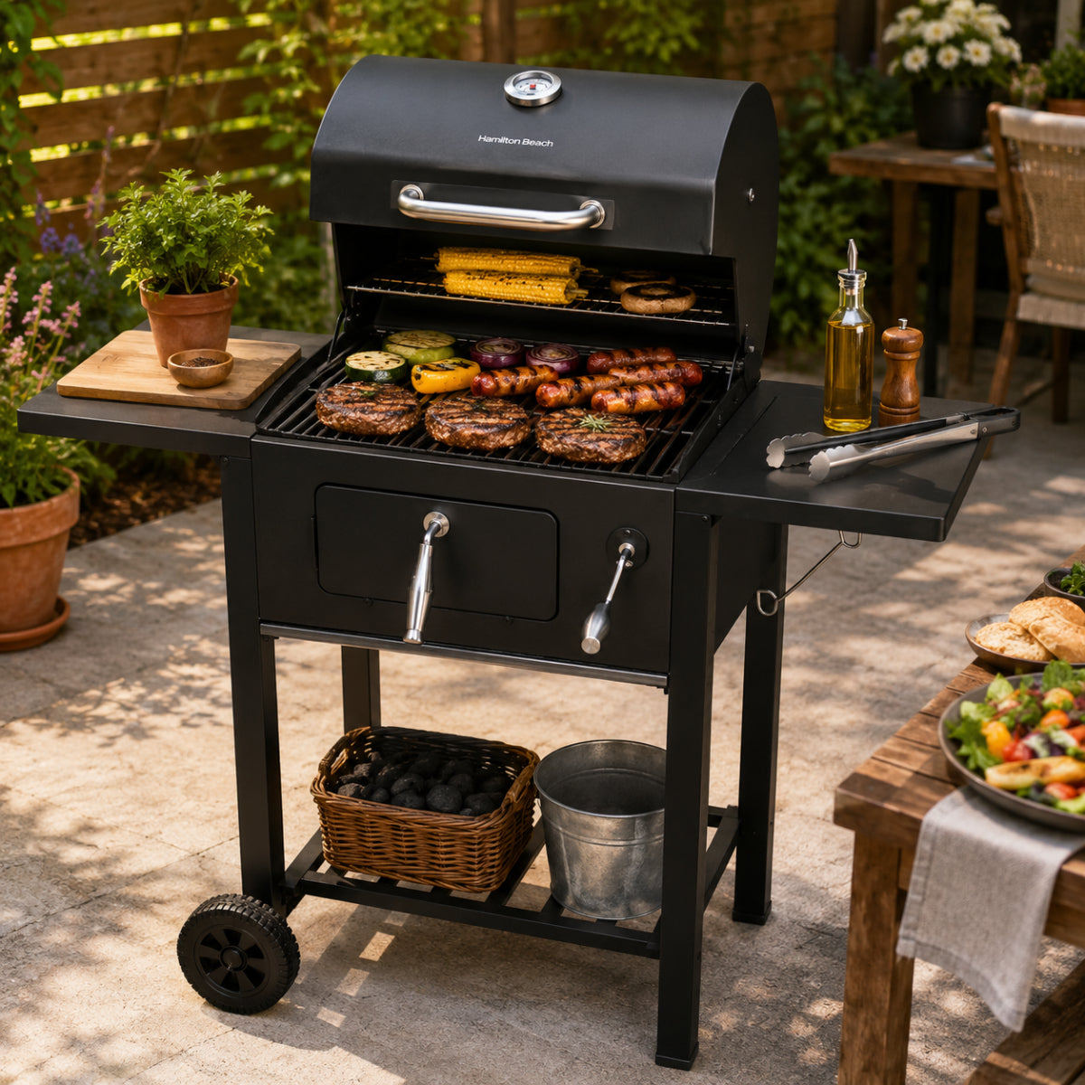 Hamilton Beach BBQ Grill with Tools and Cover - Black