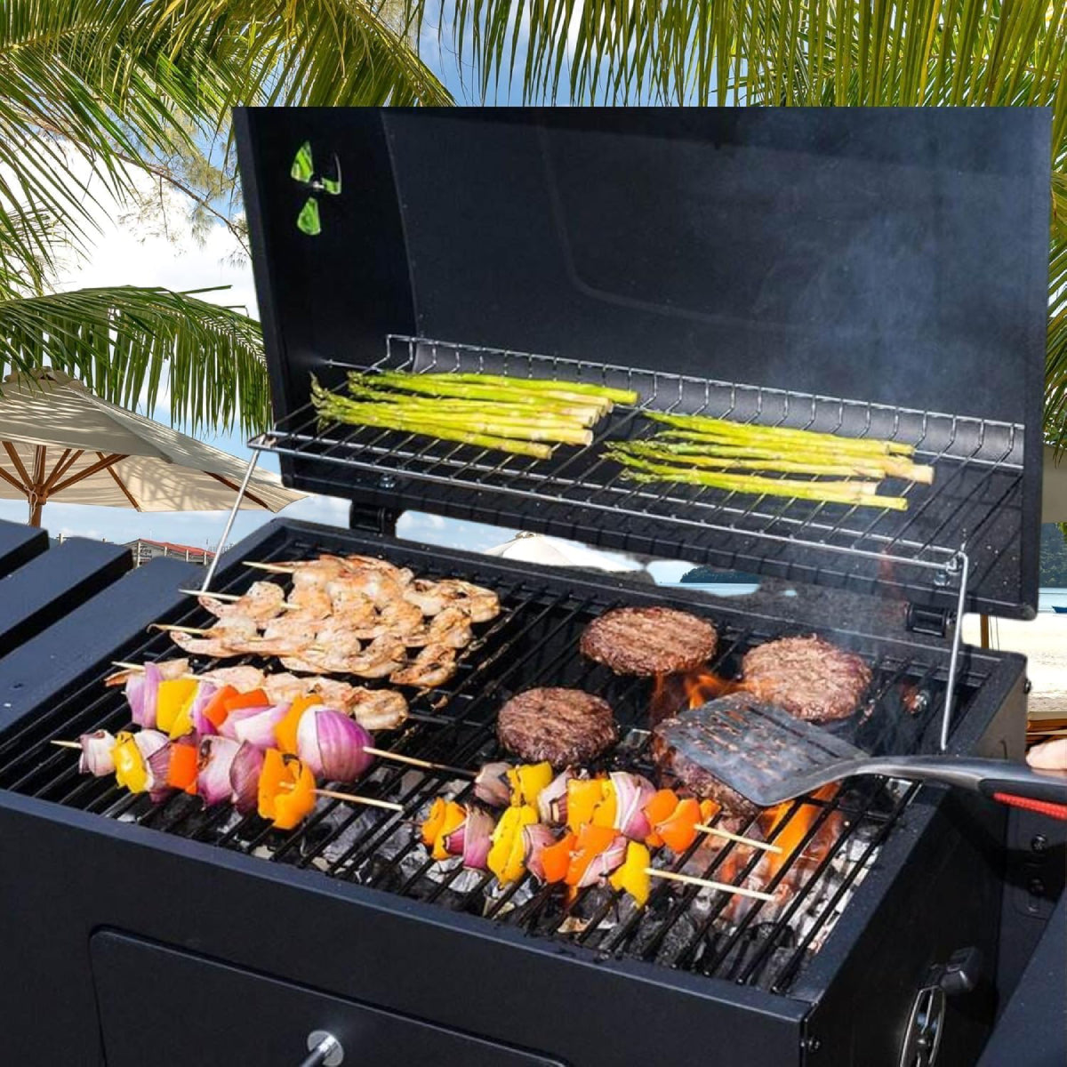 AC HNA621 Portable BBQ Grill with Lid - Black