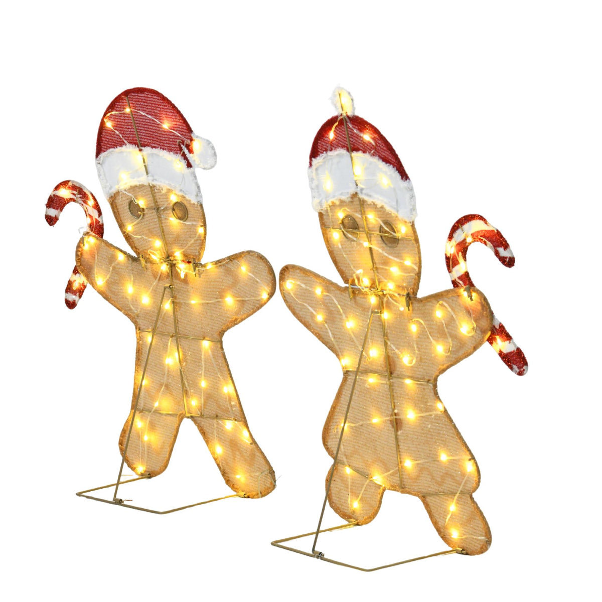 Wovenbyrd Holiday Time Heart-Shaped Gingerbread Couple (Set of 2) - Beige
