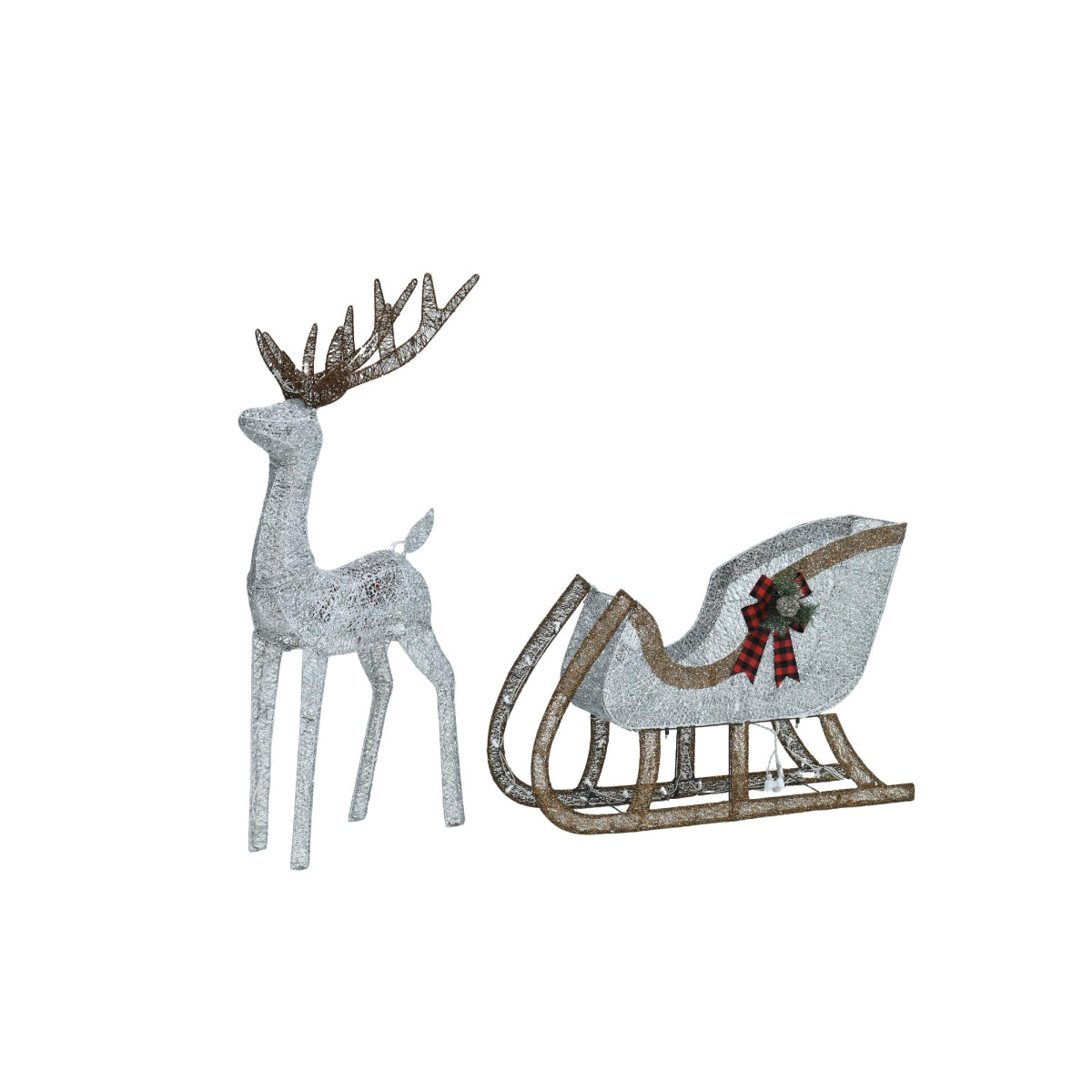 Wovenbyrd Holiday Time Light-Up Deer and Sleigh (Set of 2)