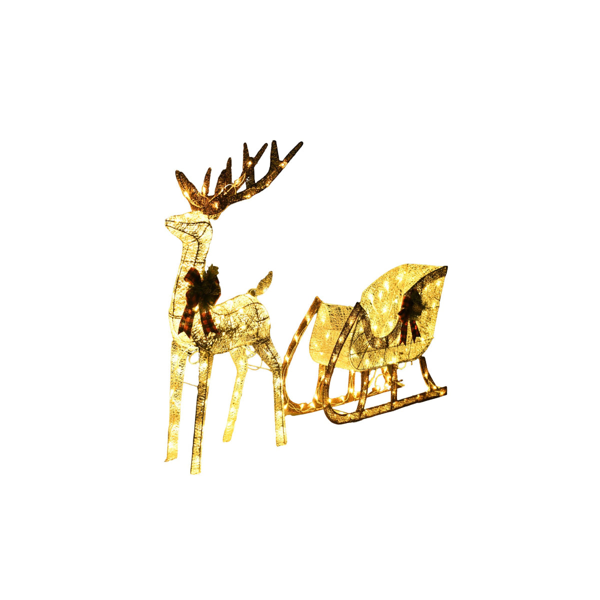 Wovenbyrd Holiday Time Light-Up Deer and Sleigh (Set of 2)
