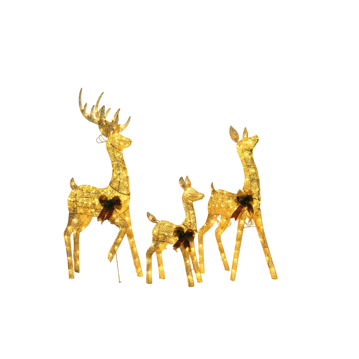 Wovenbyrd Holiday Time Light-Up Deer Family (Set of 3)