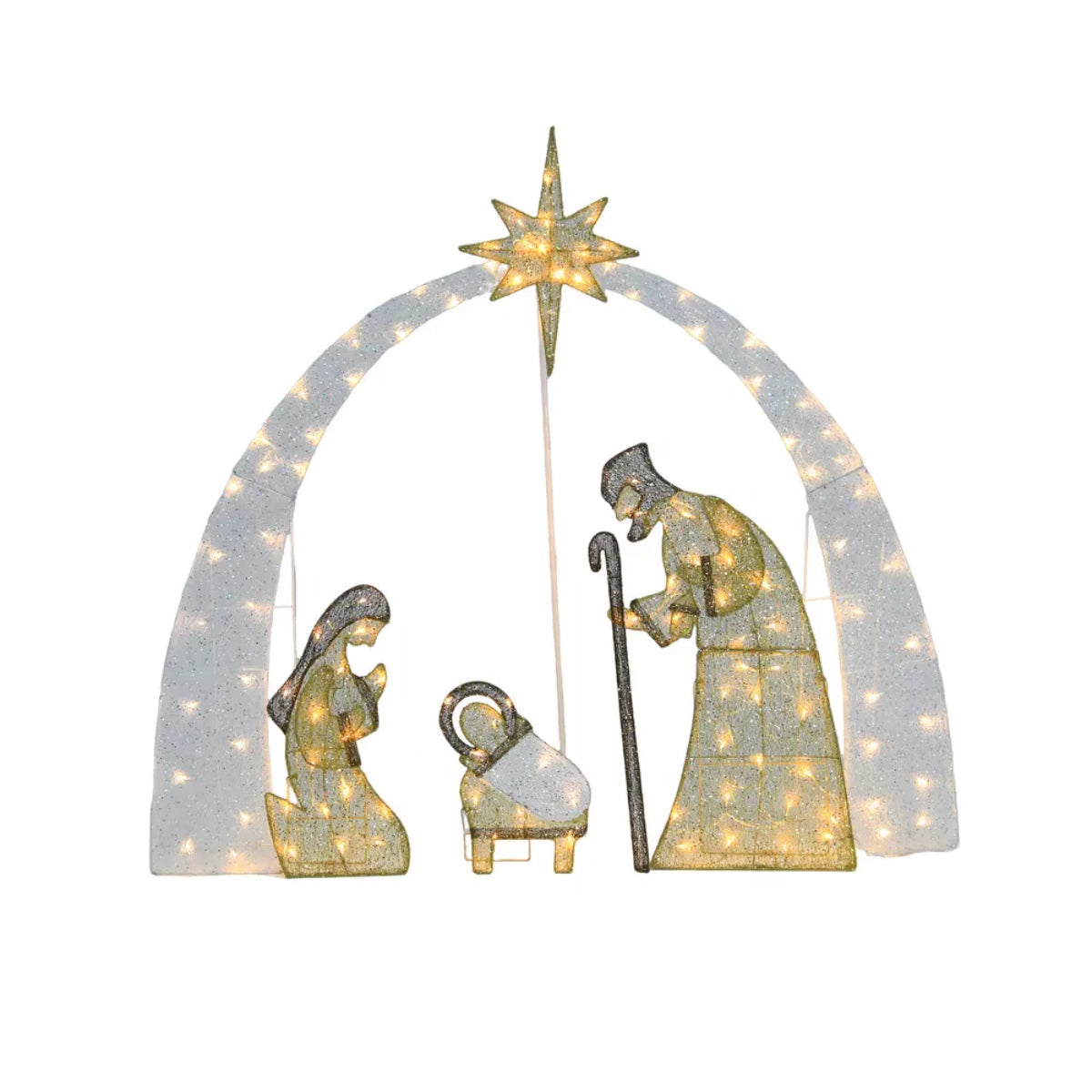 Wovenbyrd Holiday Time 54" Light-Up Nativity Scene Family Set
