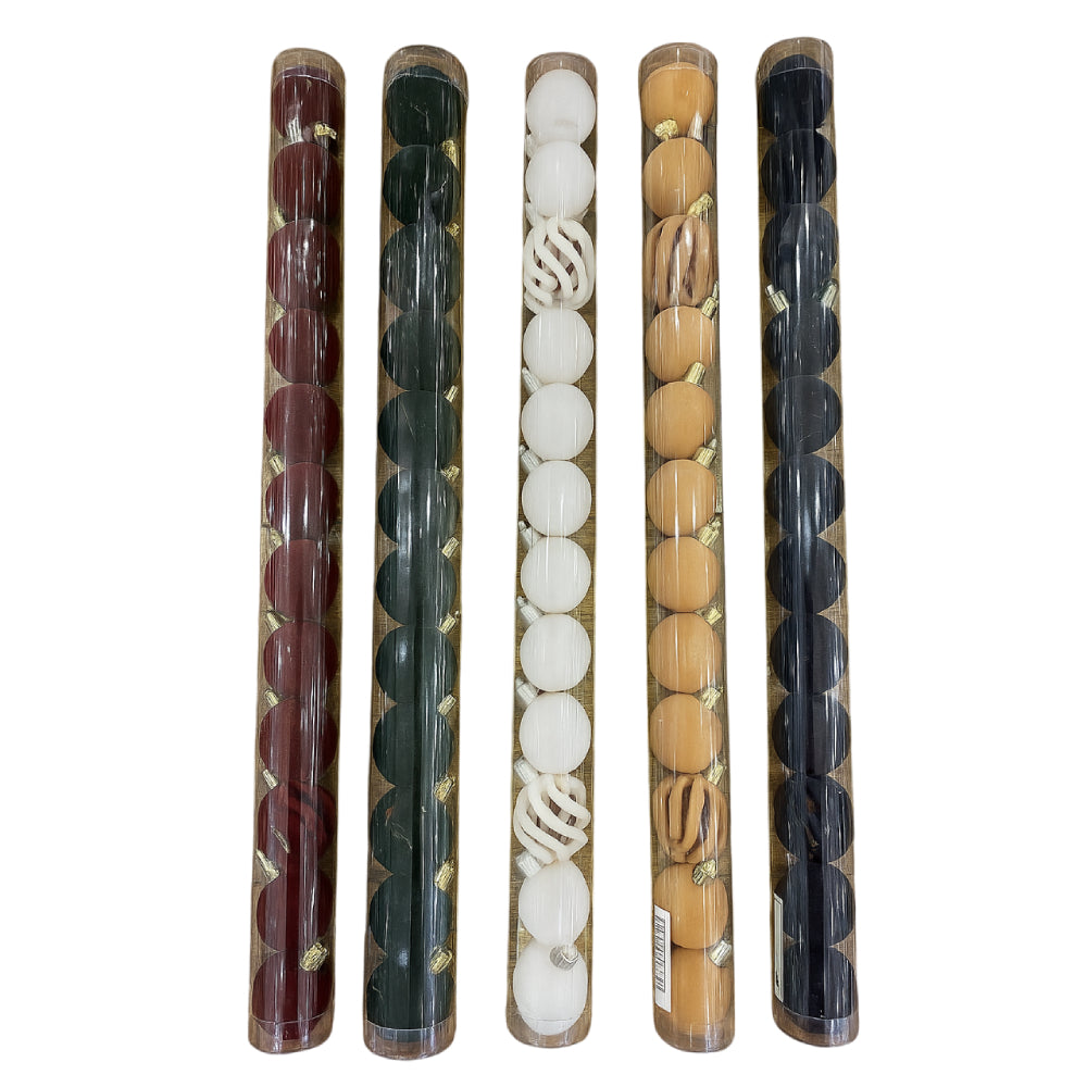 Gansu 1.5" Xmas Flocking Ball Ornament (12-Pieces) - Assortment