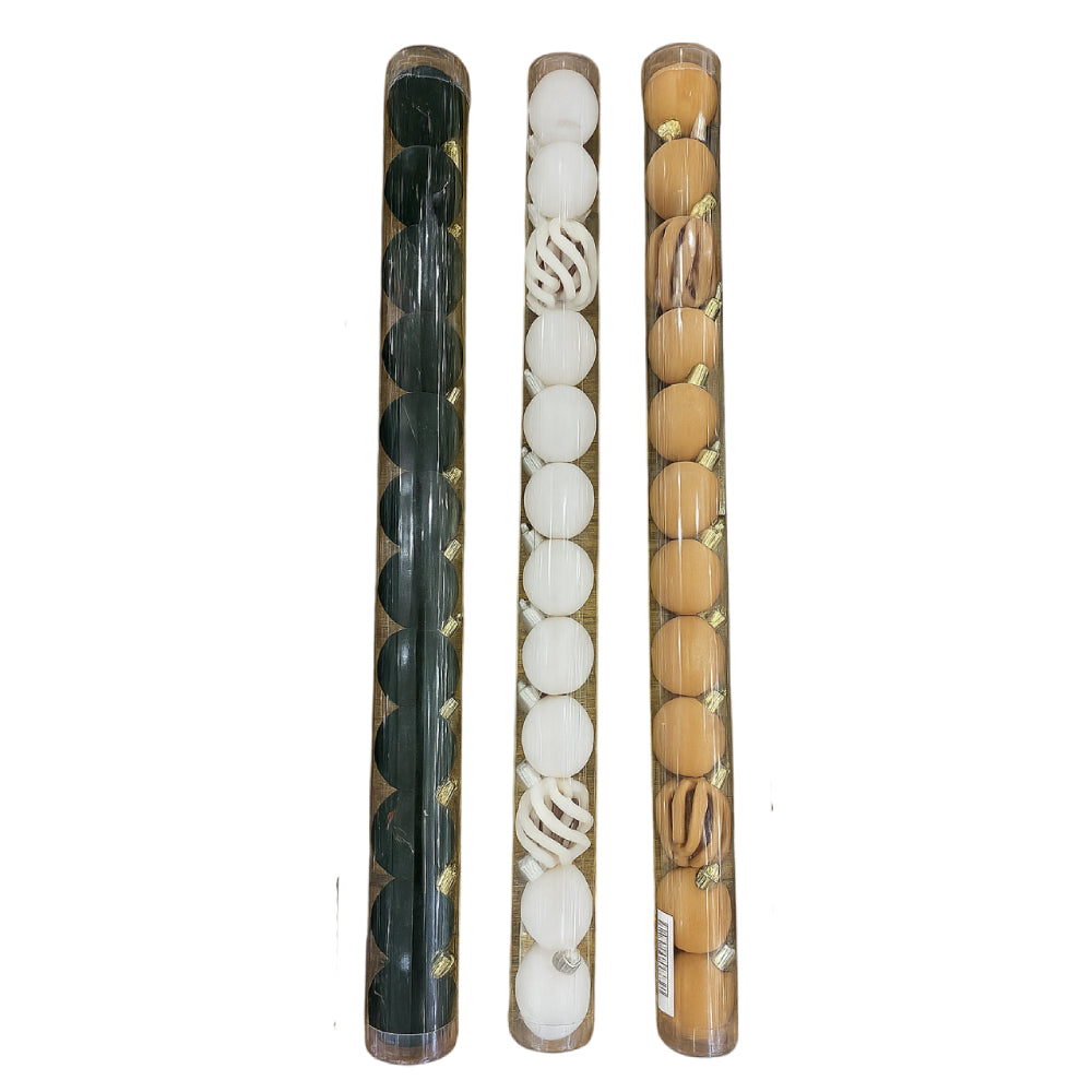 Gansu 1.5" Xmas Flocking Ball Ornament (12-Pieces) - Assortment