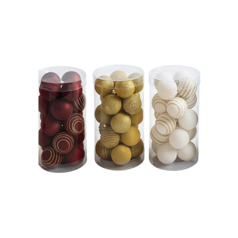 Gansu 1.5" Xmas Flocking Ball Ornament (20-Pieces) - Assortment