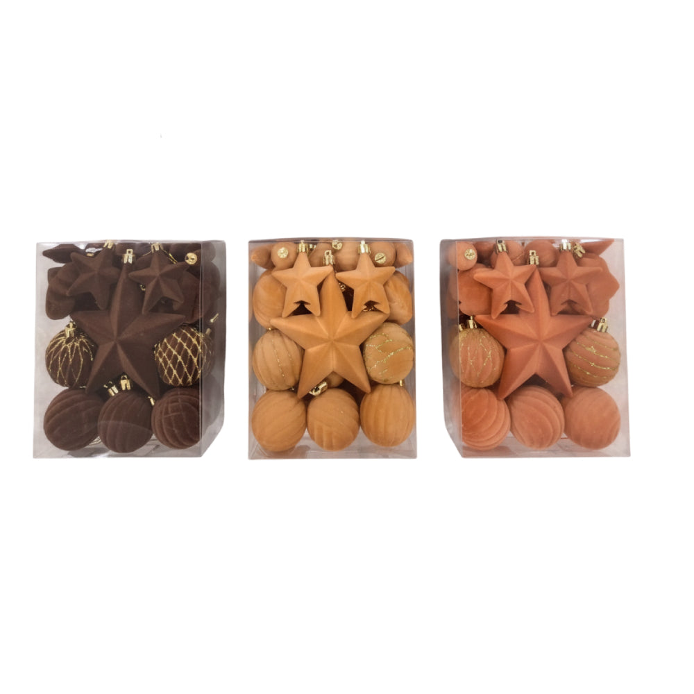 Gansu Xmas Flocking Ball Ornament (36-Pieces) - Assortment