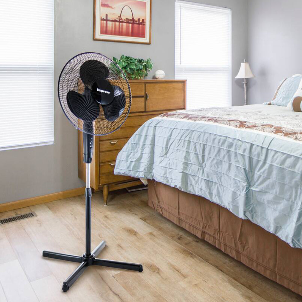 Impress 16" Oscillating Stand Fan - Black