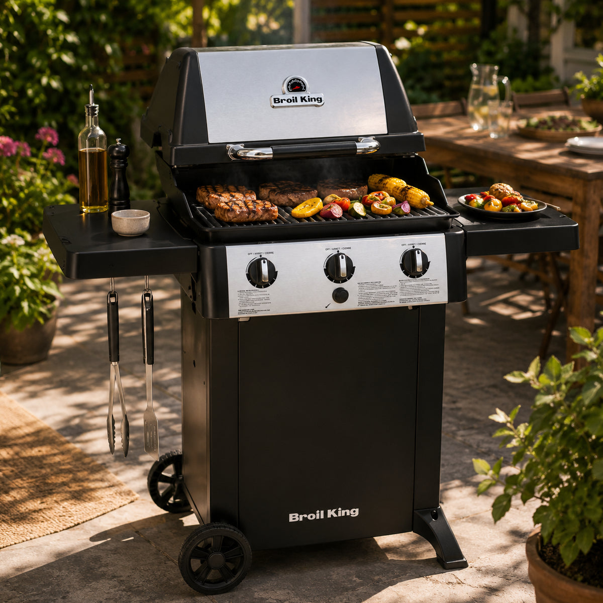Parrilla de propano líquido Broil King Gem 320 814154 con revestimiento resistente al óxido, acero inoxidable y color negro