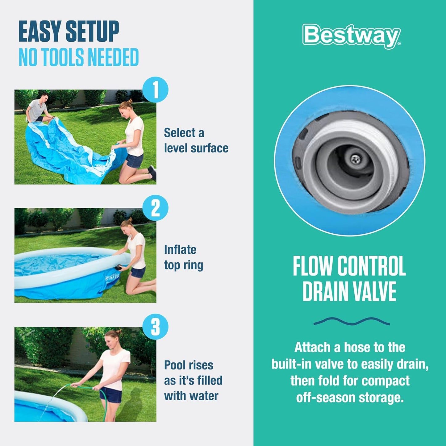 Bestway Fast Set 10' x 30" Round Inflatable Pool Set with Filter Pump