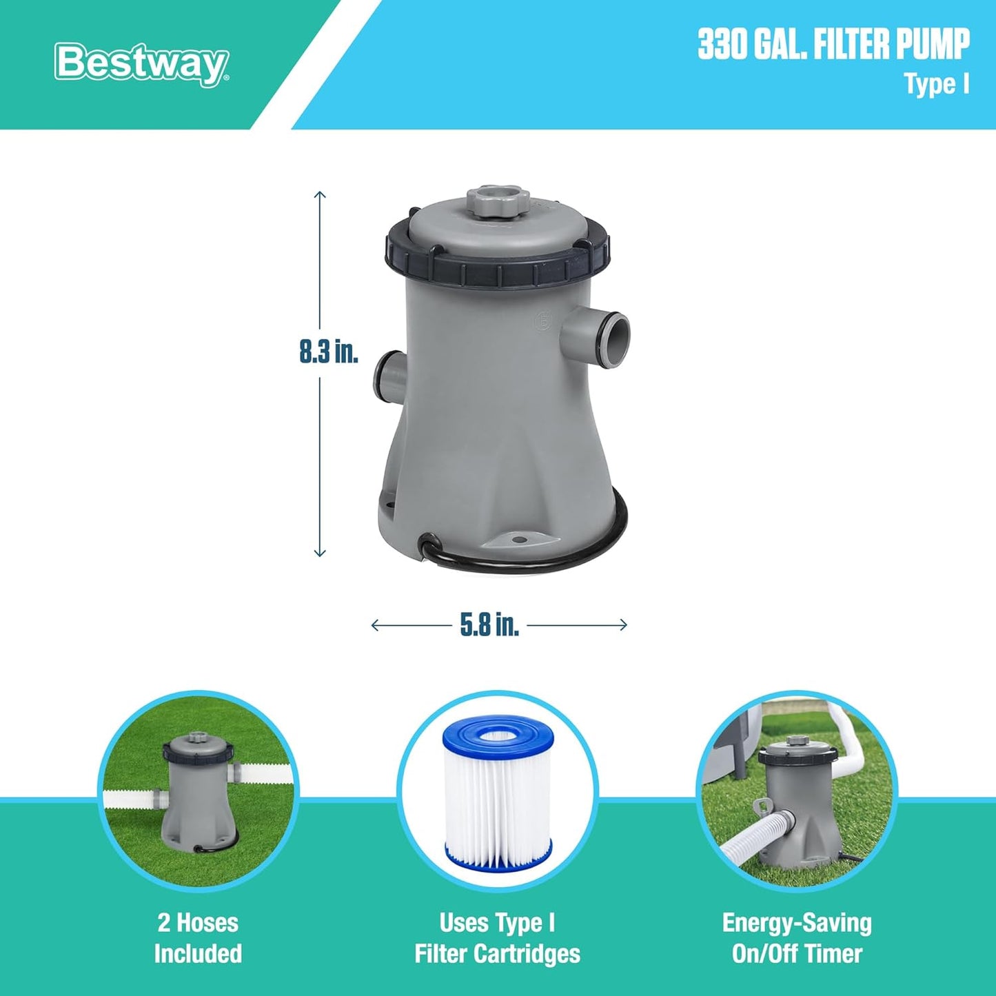 Bestway Fast Set 10' x 30" Round Inflatable Pool Set with Filter Pump