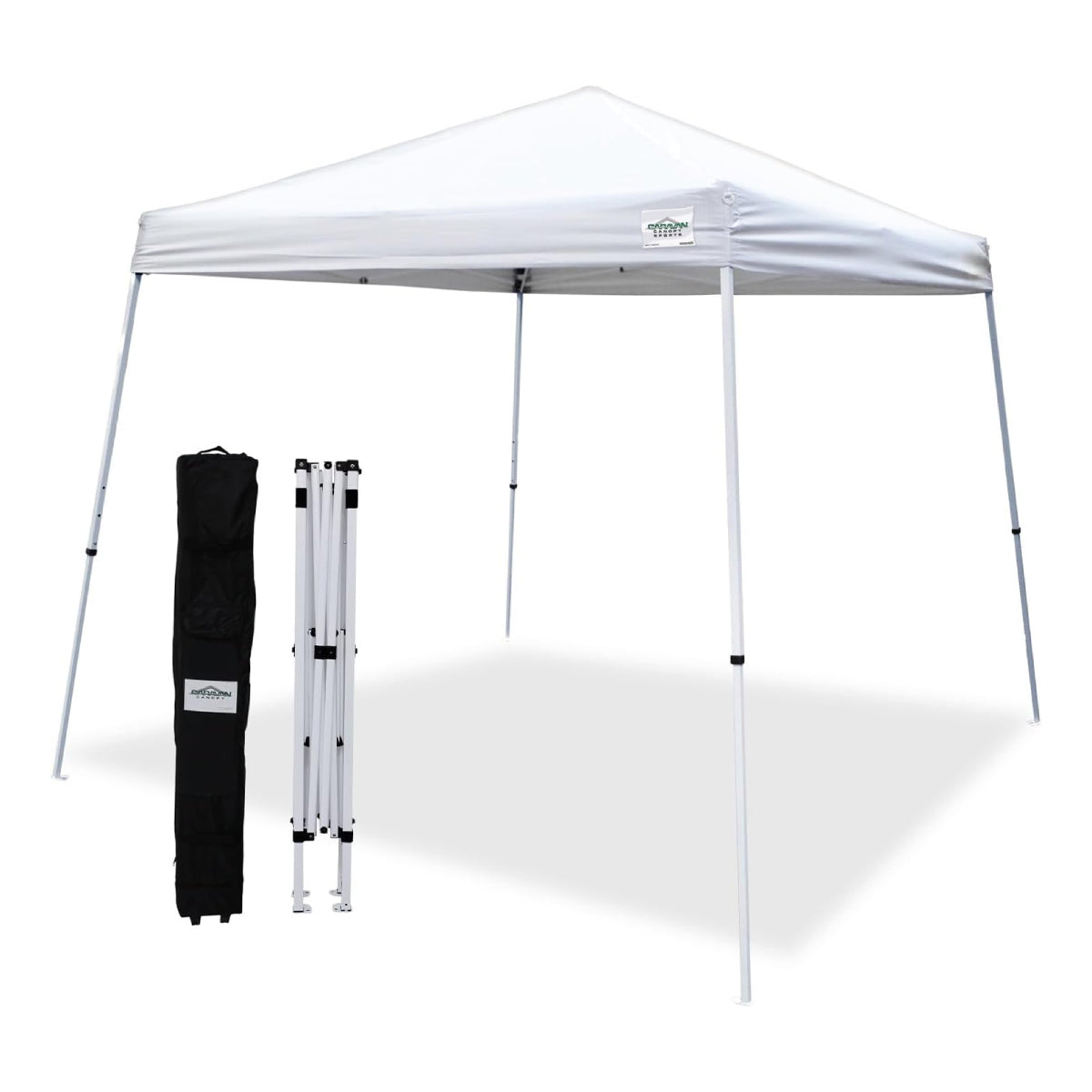 Caravan Canopy Cirrus 8' x 8' Instant Slant Canopy Kit with Roller Bag - White