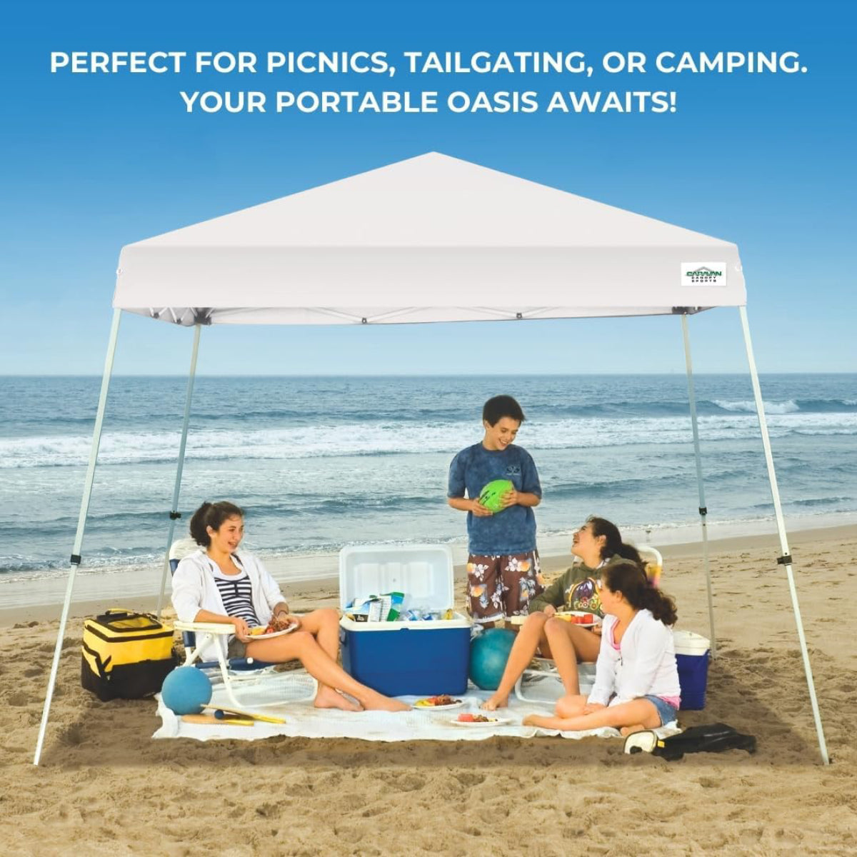 Caravan Canopy Cirrus 8' x 8' Instant Slant Canopy Kit with Roller Bag - White