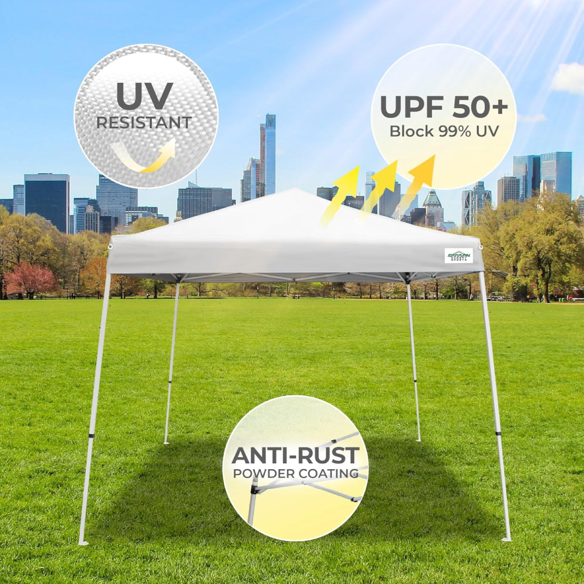 Caravan Canopy Cirrus 8' x 8' Instant Slant Canopy Kit with Roller Bag - White