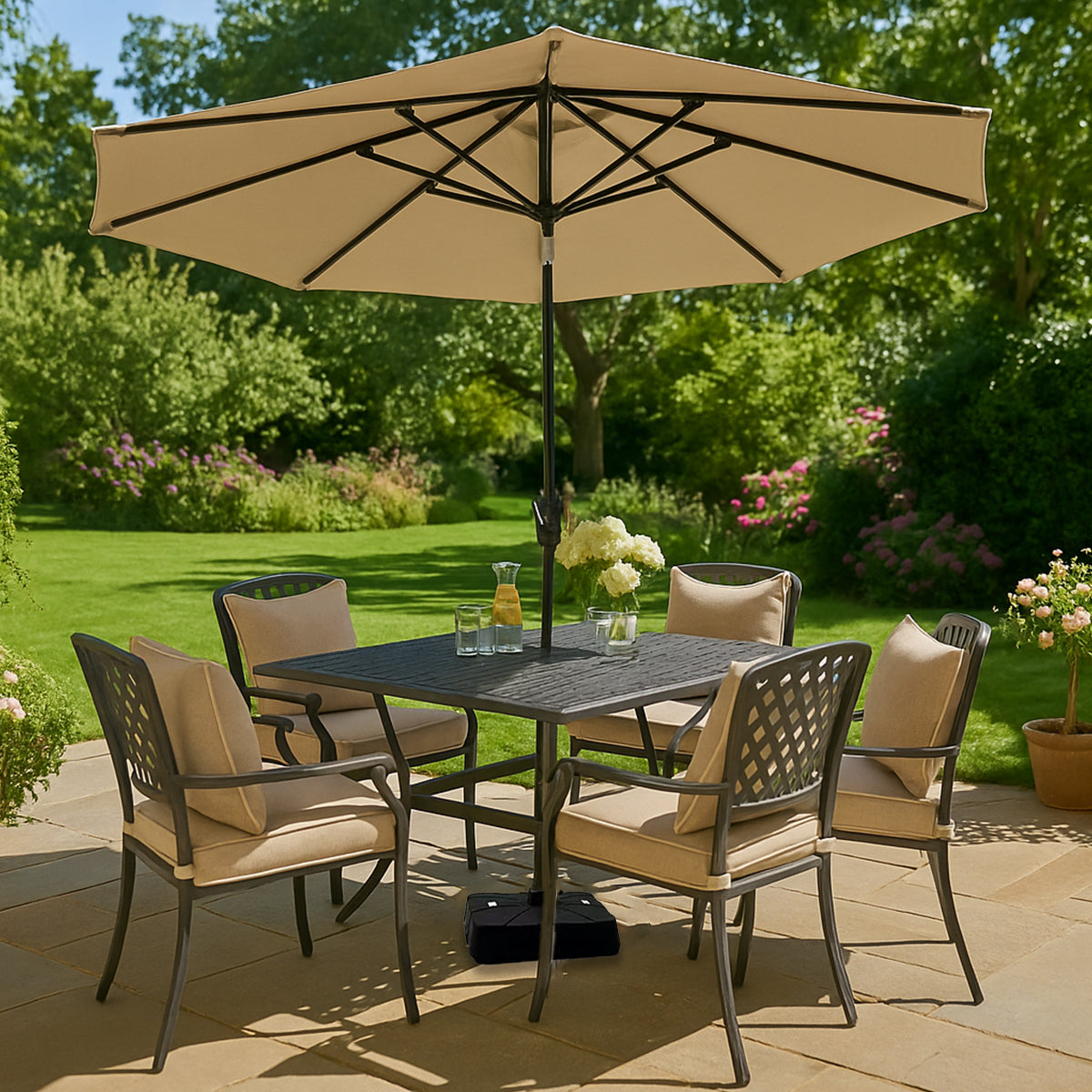 The Outdoor Institute Roma 11' Hanging Umbrella with Base - Gray