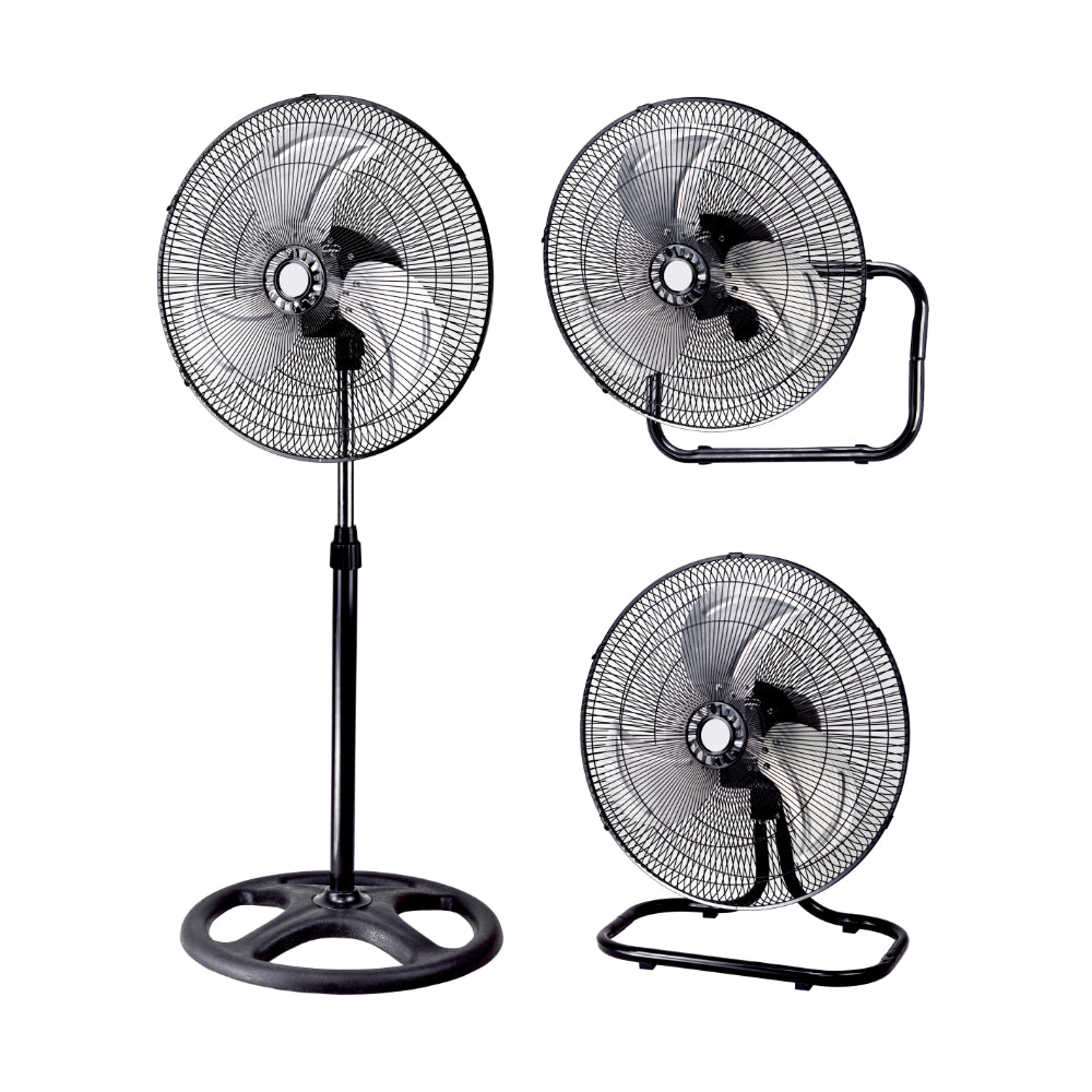 Toscana 18" 100W 3-in-1 3-Speed Fan with Oscillation Function - Black - Curacao