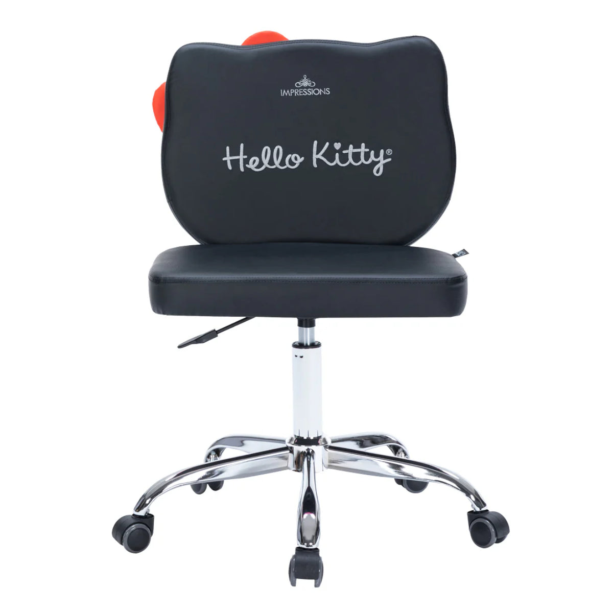 Hello Kitty Swivel Desk Chair with Backrest and Wheels by Impressions Vanity - Black/Red