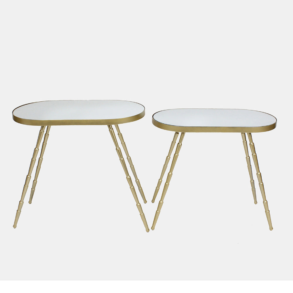 Mirror Top Accent Table (Set of 2) by Sagebrook Home - Gold