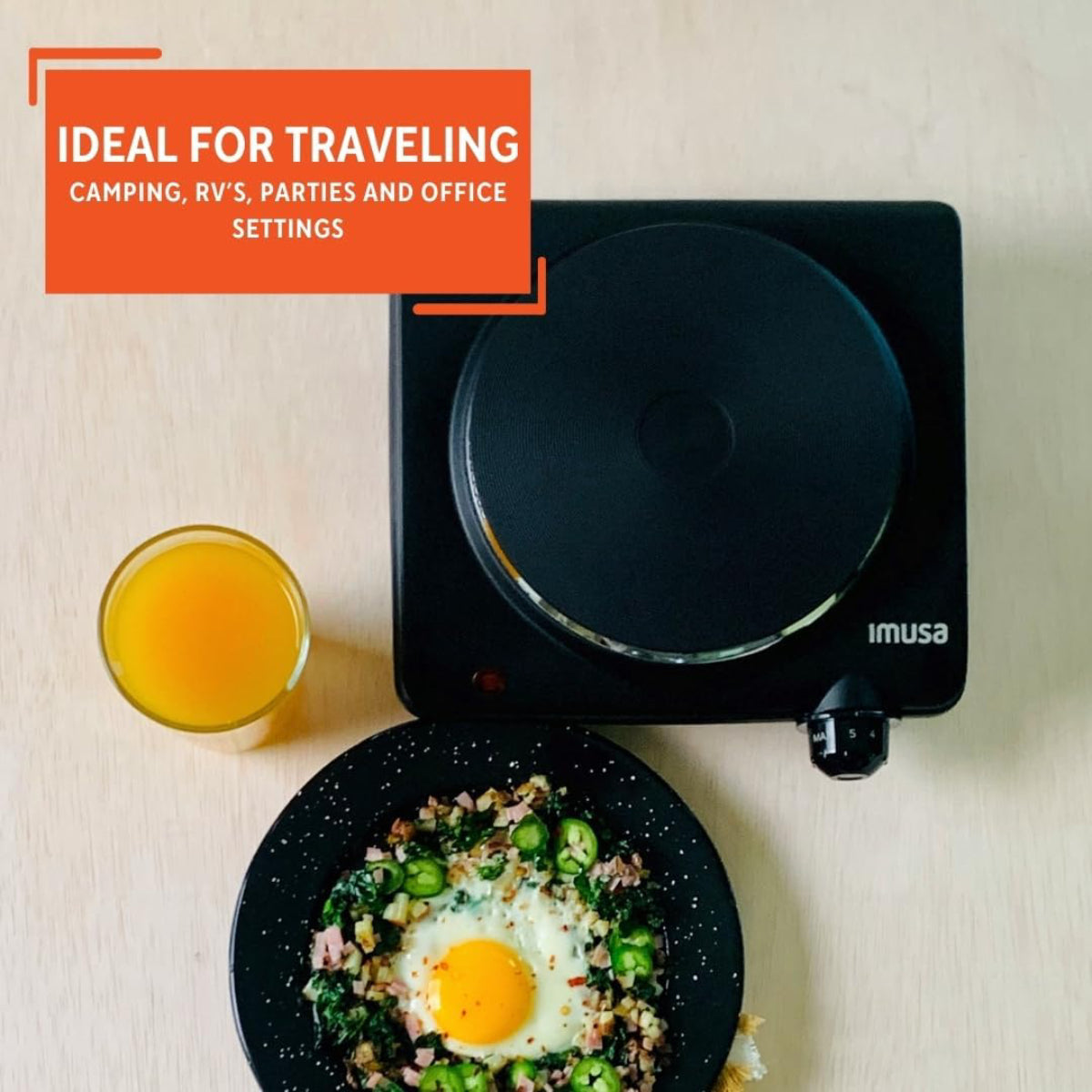 Imusa GAU/80315US Single Electric Hot Plate - Black