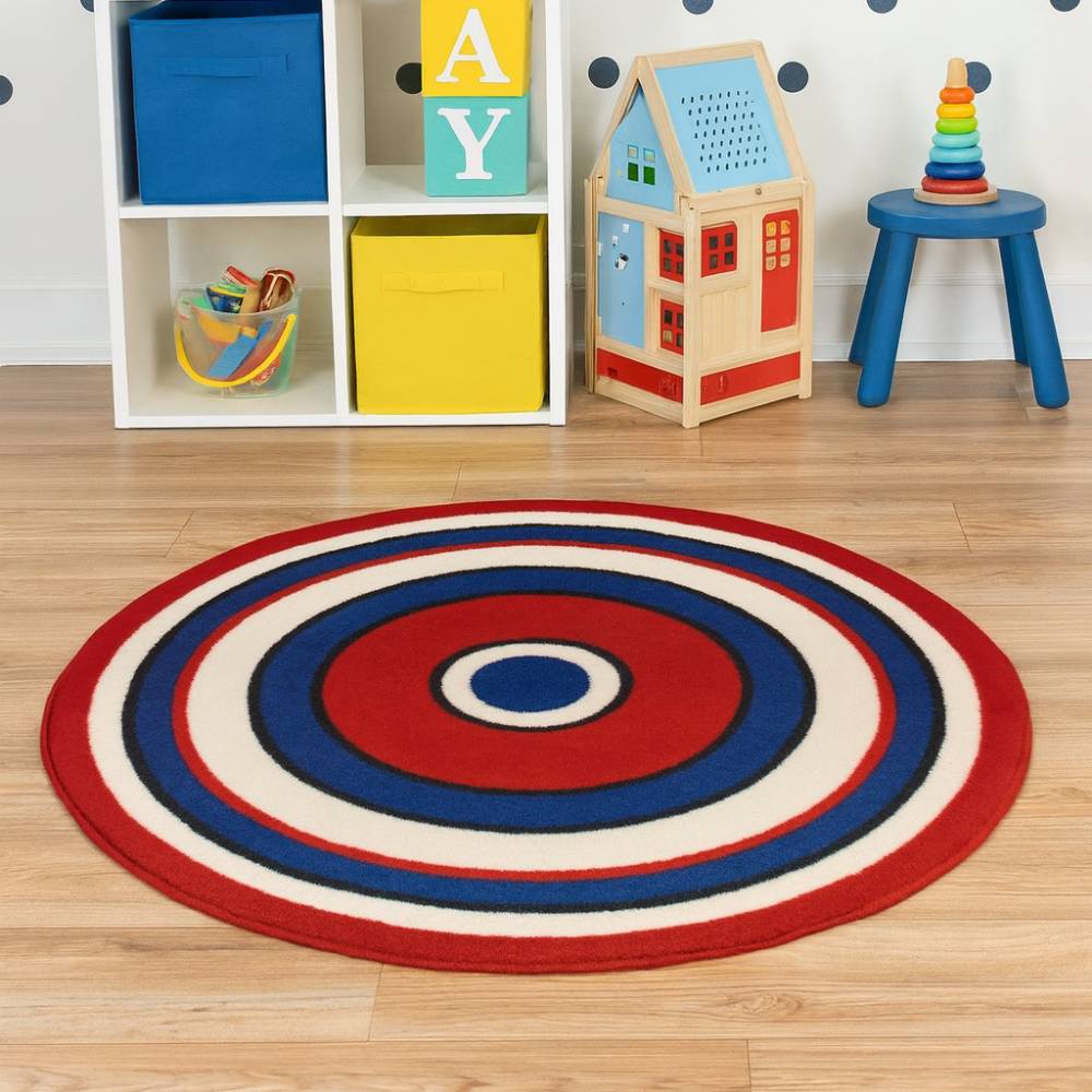 L.A Rugs 4'3" x 4'3" Fun Time Concentric 2 Round Area Rug