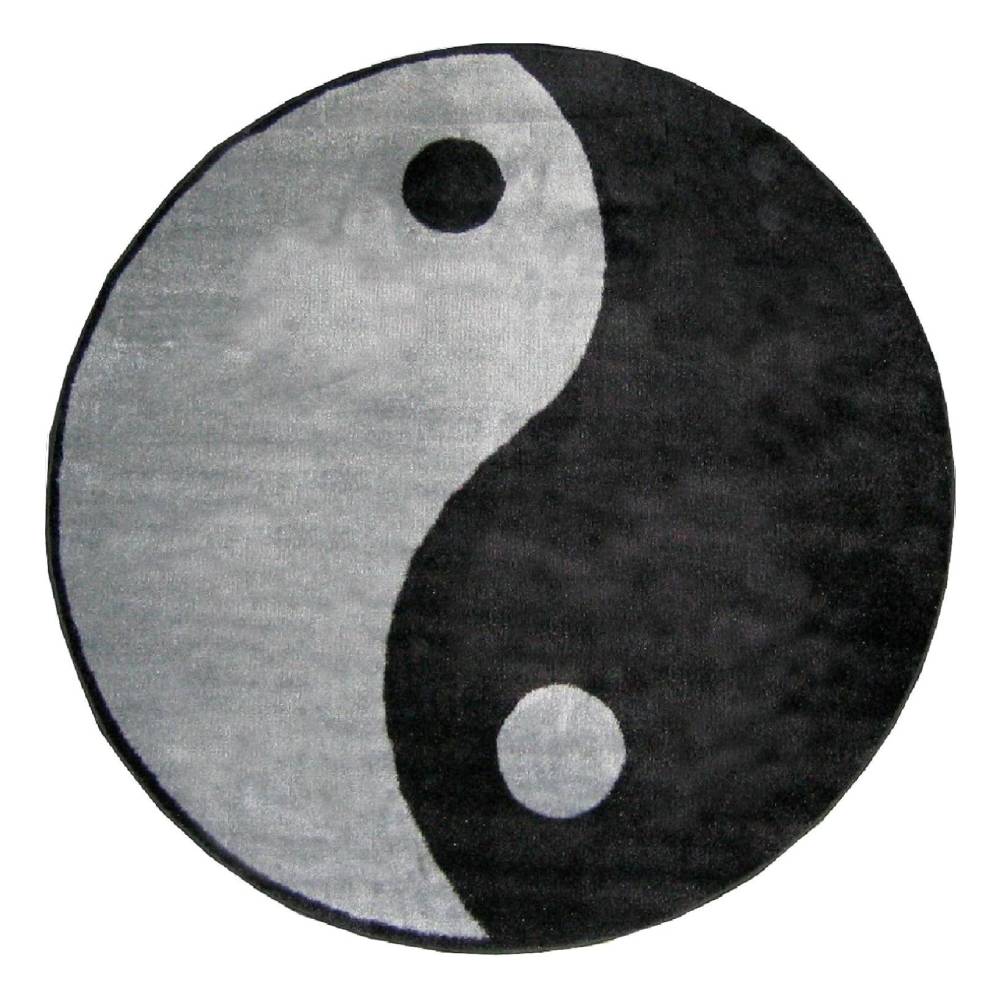 L.A Rugs 4'3" x 4'3" Fun Time Ying Yang Accent Round Area Rug