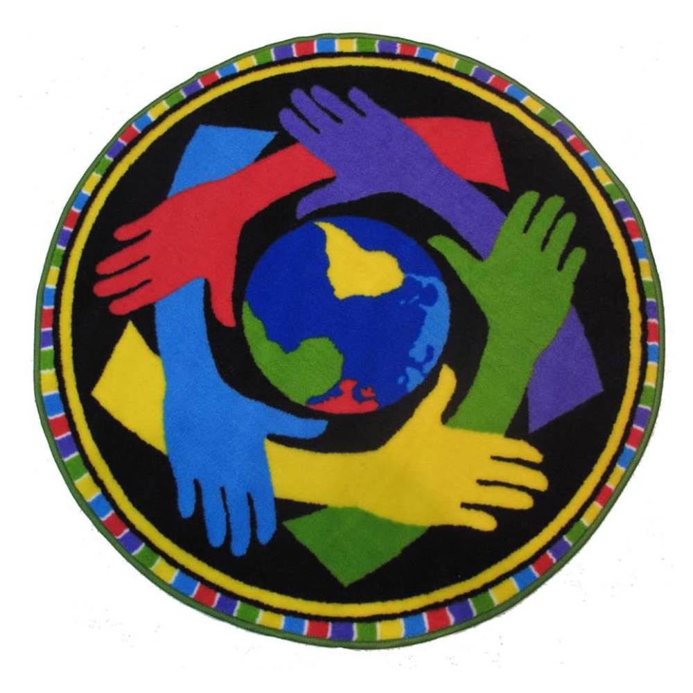 L.A Rugs 4'3" x 4'3" Fun Time Hands Around The World Round Area Rug