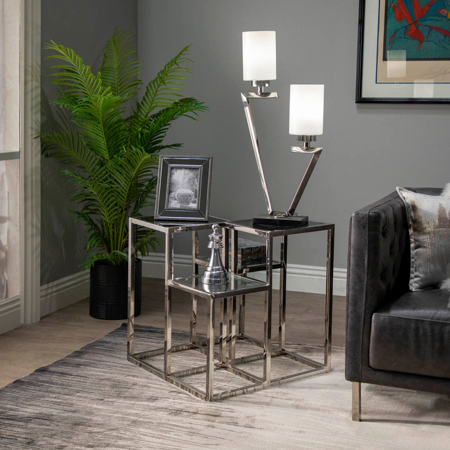 Sagebrook Home Contemporary 9" King Chess Piece in Metal - Silver