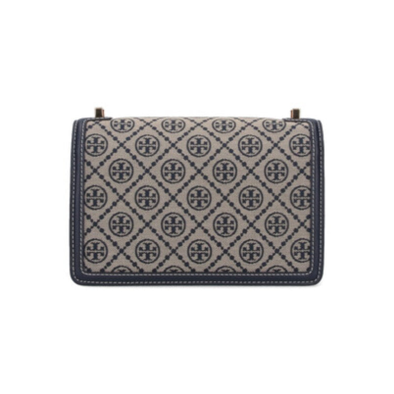 Tory Burch Monogram Shoulder Bag - Gray/Blue
