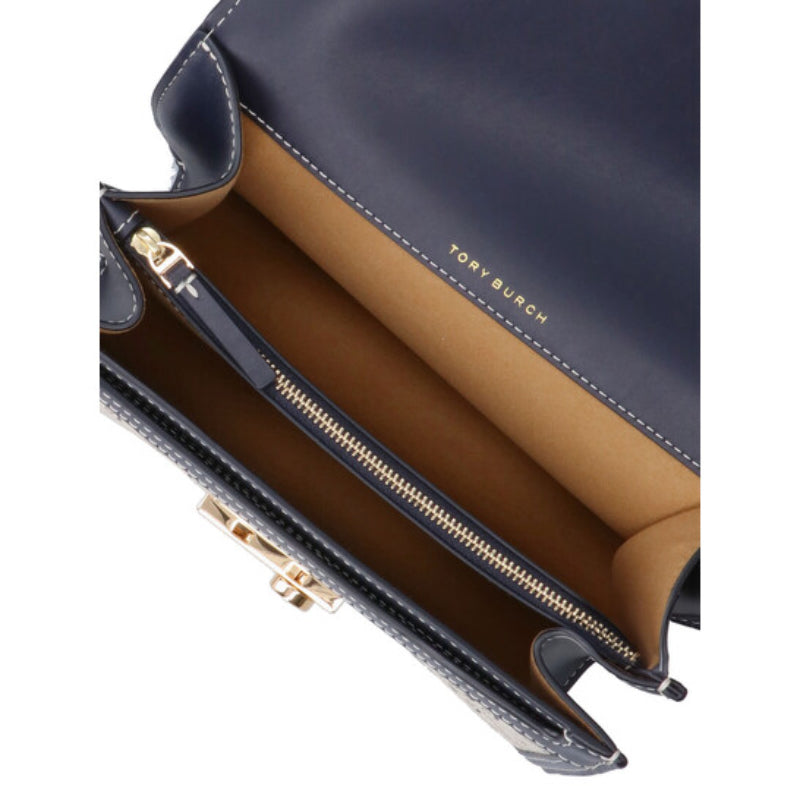 Tory Burch Monogram Shoulder Bag - Gray/Blue