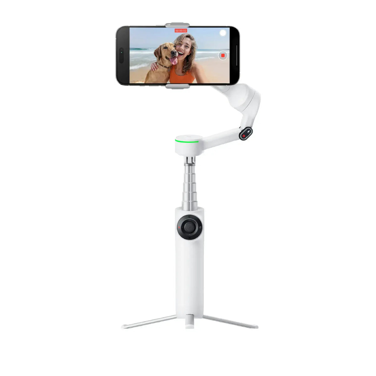 Insta360 CINSABQB Flow2 Pro Gimbal Stabilizer for Smartphones with Built-in Selfie Stick and Tripod Bundle - White