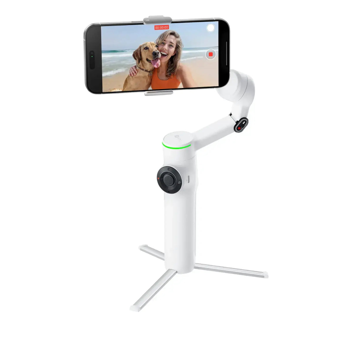 Insta360 CINSABQB Flow2 Pro Gimbal Stabilizer for Smartphones with Built-in Selfie Stick and Tripod Bundle - White