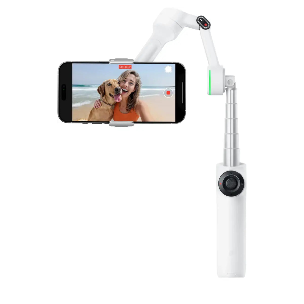 Insta360 CINSABQB Flow2 Pro Gimbal Stabilizer for Smartphones with Built-in Selfie Stick and Tripod Bundle - White