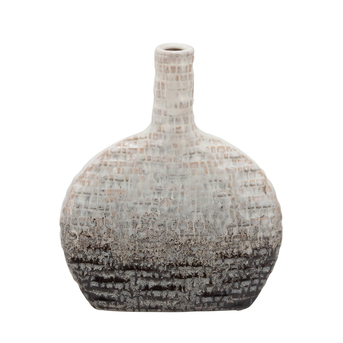 Sagebrook Home Contemporary 10" Textured Oval 2-Tone Ceramic Vase - Ivory/Beige