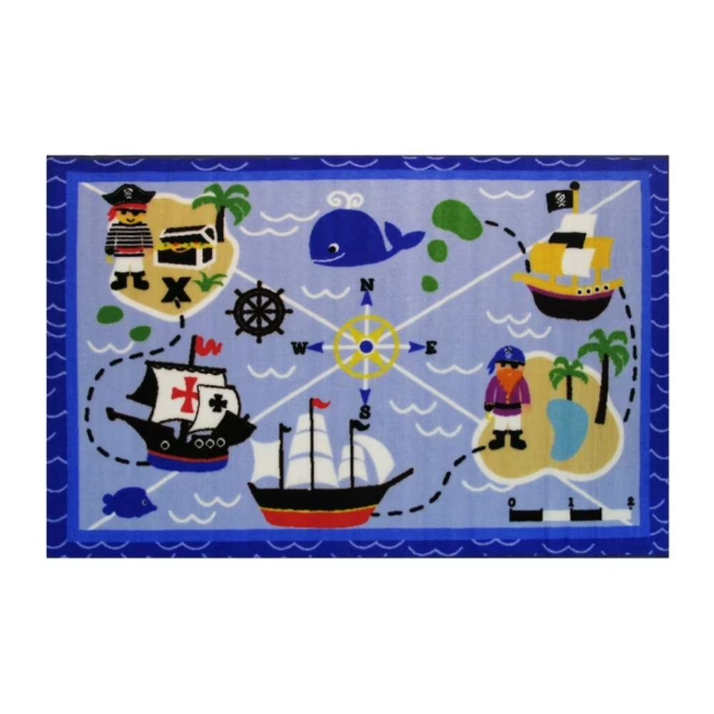 L.A Rugs Fun Time Buried Treasures Rectangular Area Rug - Blue