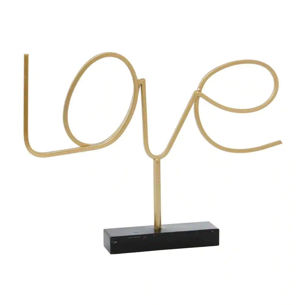 UMA Enterprises Contemporary 13.3" Metal Decorative Love Sign Sculpture - Gold