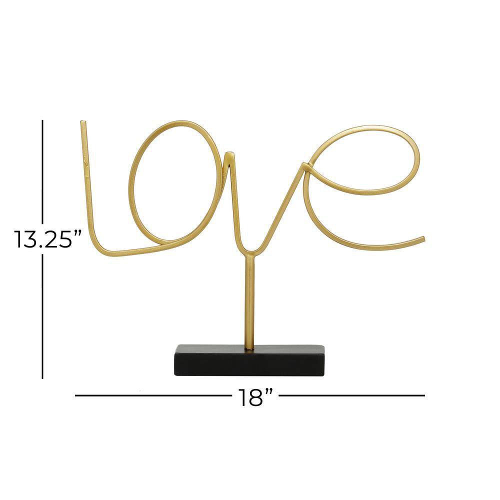 UMA Enterprises Contemporary 13.3" Metal Decorative Love Sign Sculpture - Gold