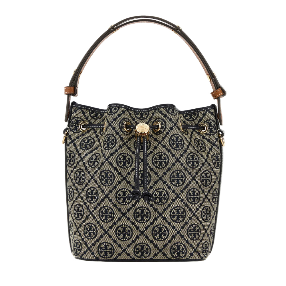 Tory Burch Monogram Bucket Bag- Gray/Black